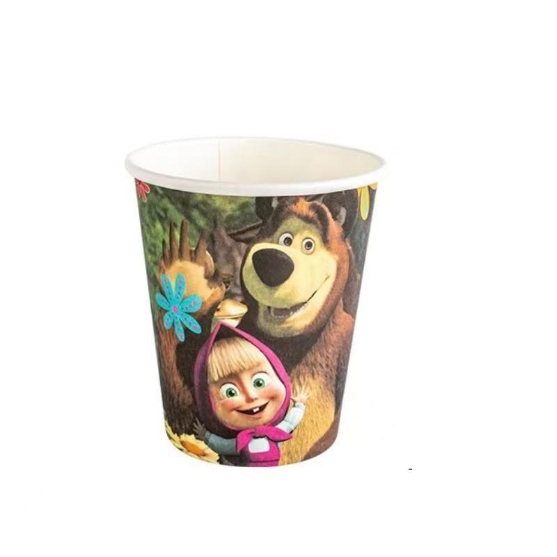 Masha And Bear Birthday Party Decorations Party Tableware Cake Flag Napkin Candy Box Backdrop Balloon Baby Shower Party Supplies