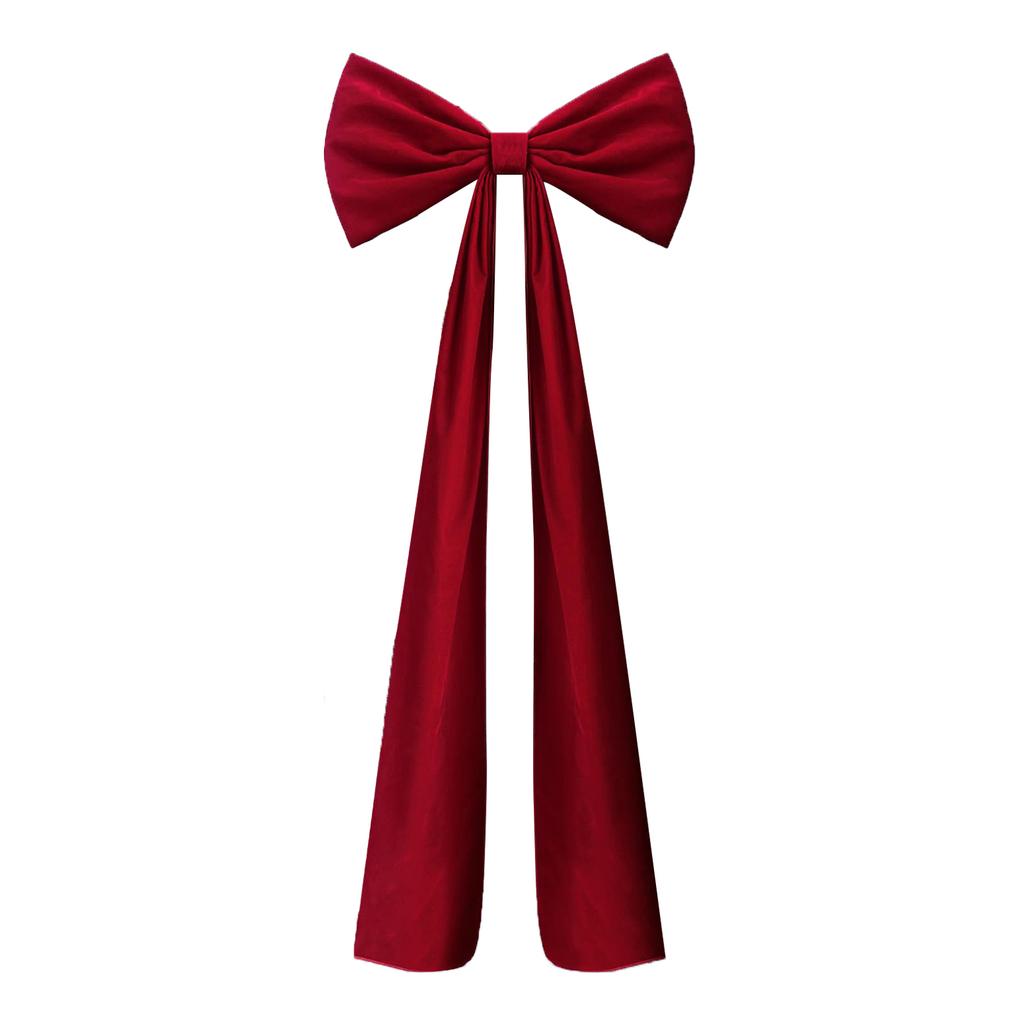 78.74x15.75in Giant Xmas Velvet Bow W/ Long Streamers Large Velvet Christmas Bows Christmas Wreath Bows for Home Holiday Wall