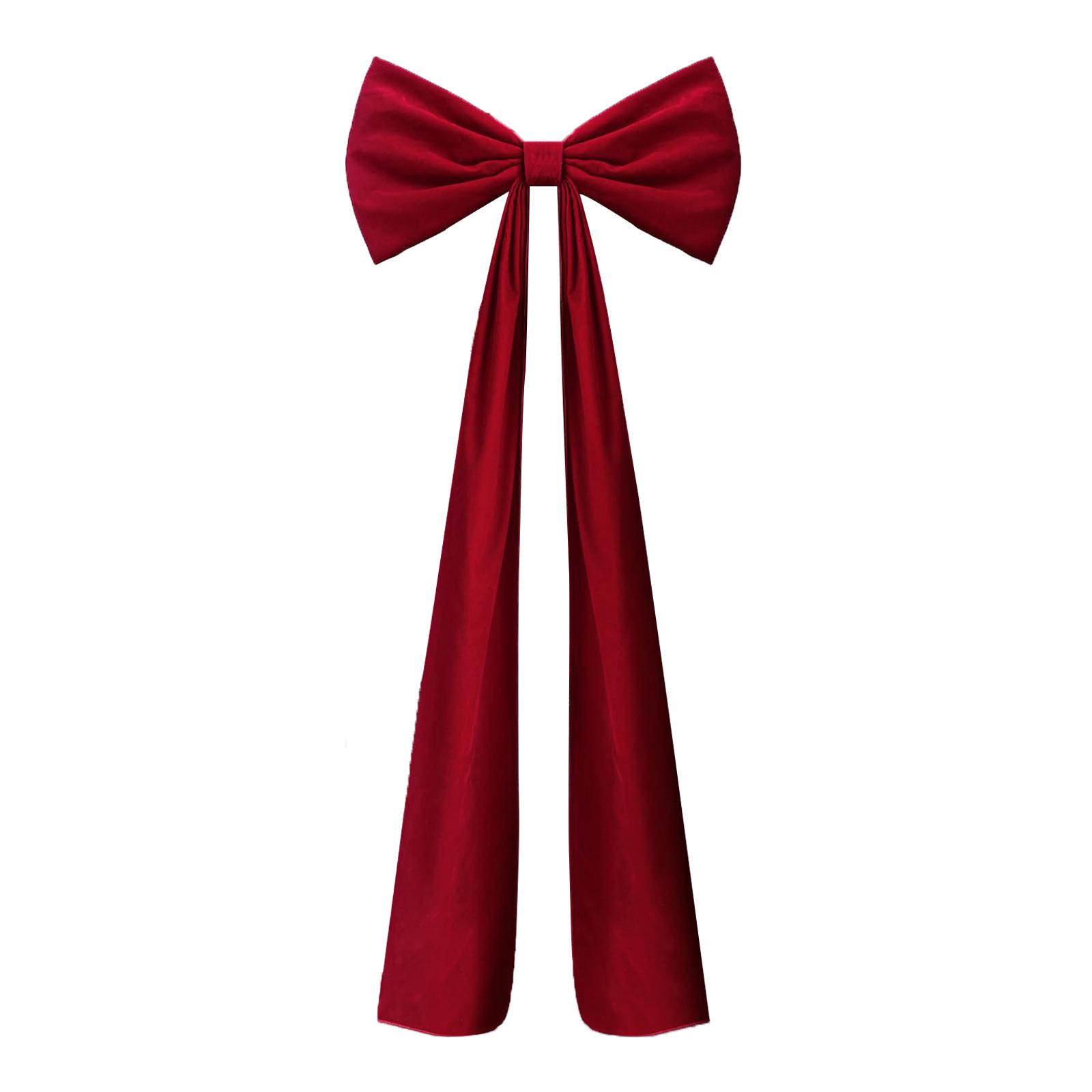 

78.74x15.75inch Giant Xmas Velvet Bow with Long Streamers Xmas Tree Topper Decoration Big Bows for Room Wall Wedding Xmas Party 200cm рожевий червоний колір