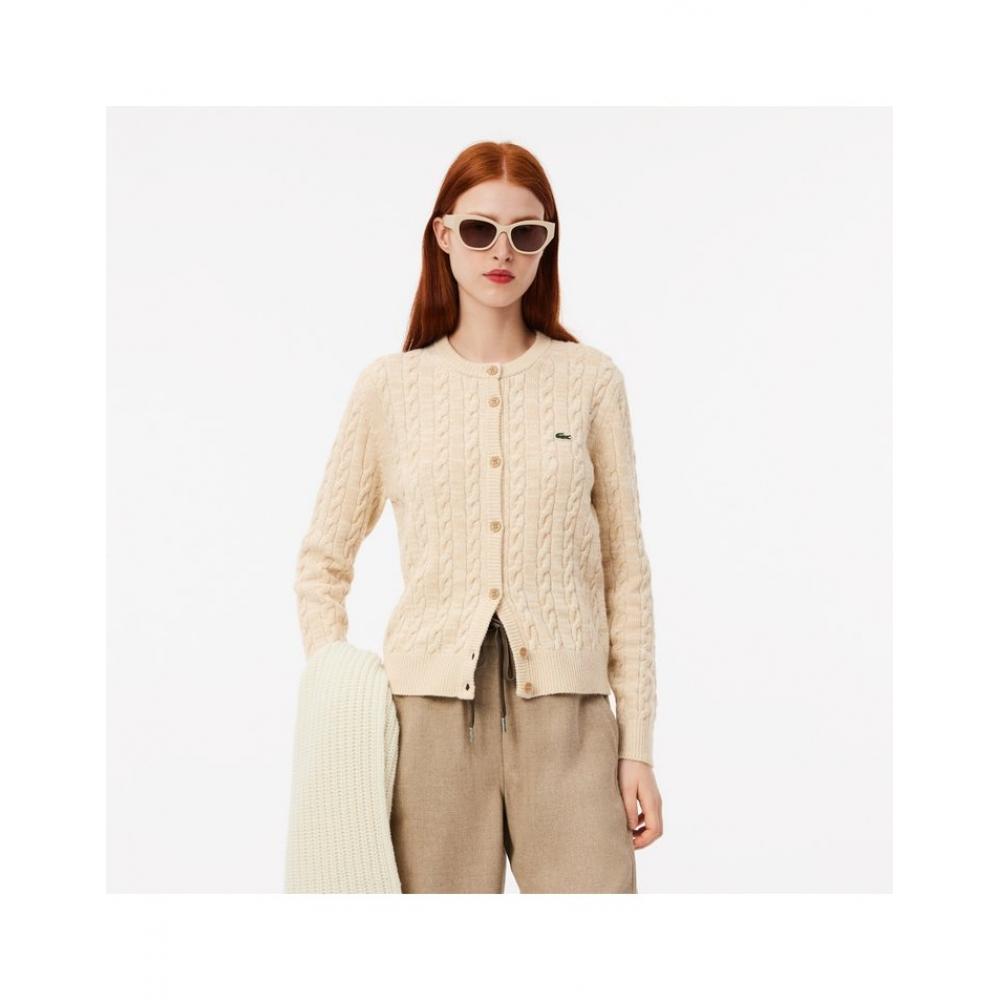 

LacoSte Women S Wool Blend Cable Cardigan Af0904 54n Ibr 034