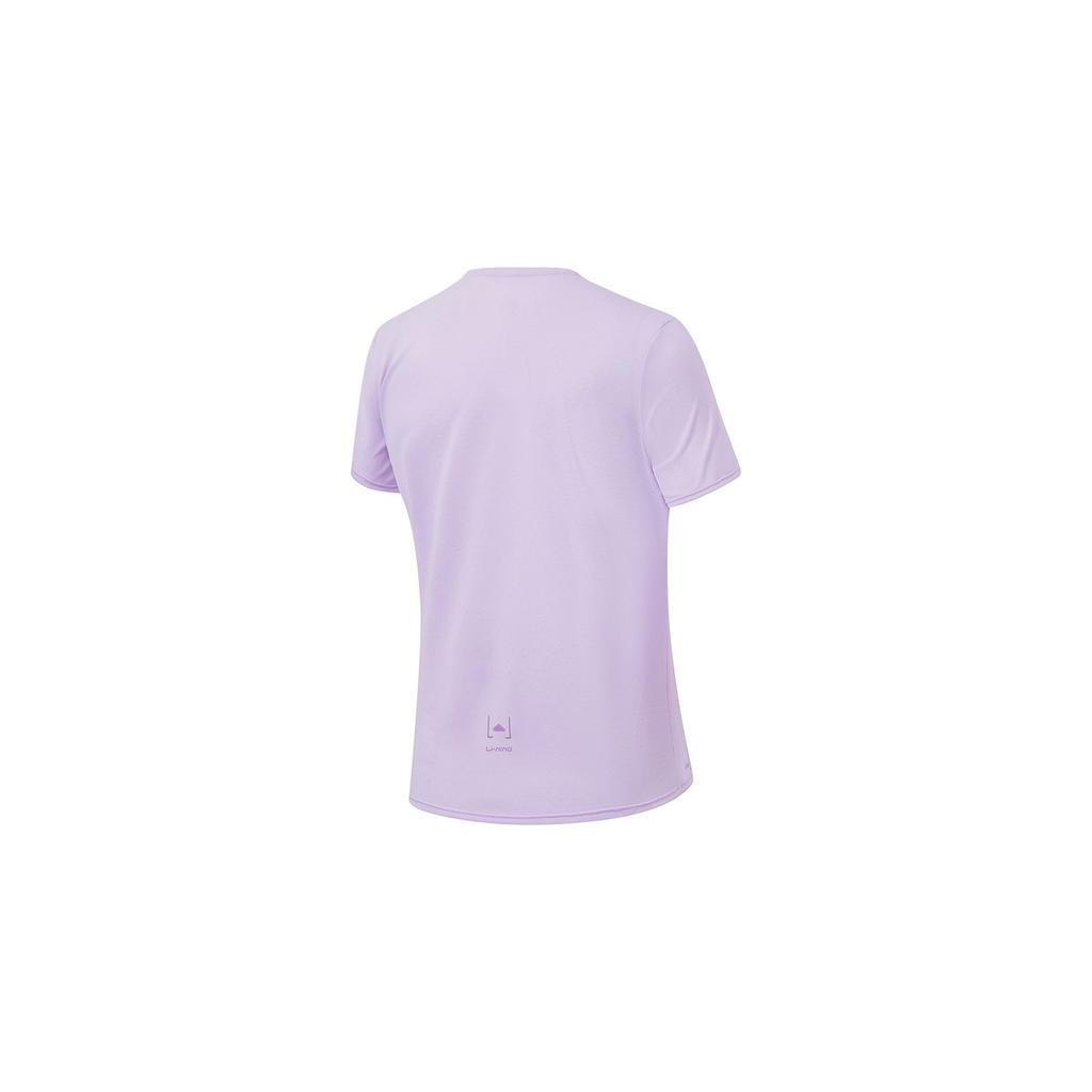 Li Ning Running Series Solid Color Reflective Quick-Dry Breathable Short Sleeve T-Shirt Women Tops Light-Purple ATST082-7