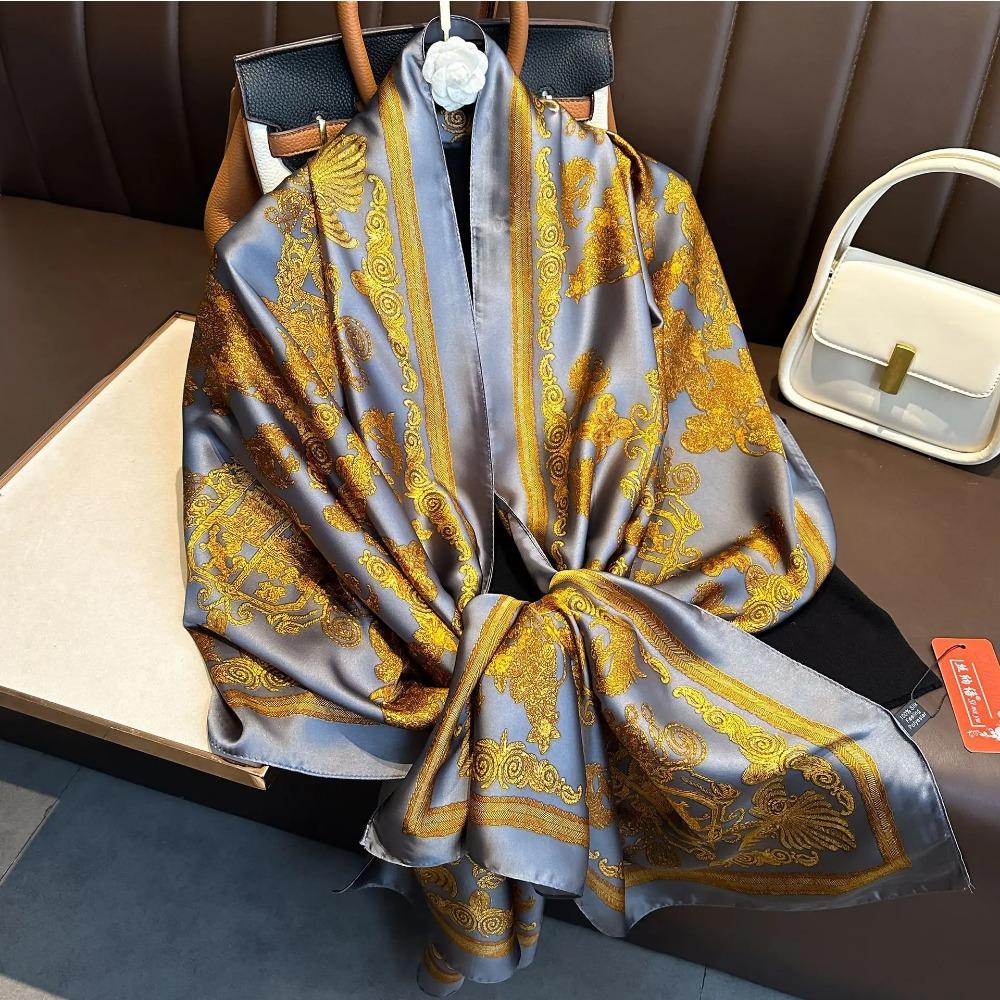 Spring Summer Scarf Women's Luxury Designer Scarf Silky Smooth Scarf Soft Muslim Headband Shawl Long Beach Towel 90x180cm