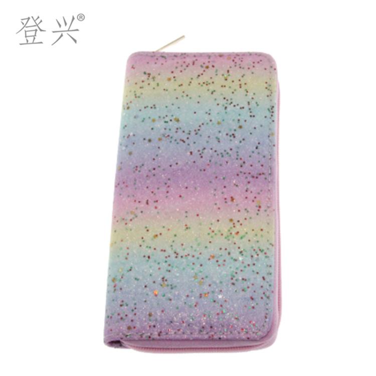 New sequined snake pattern laser gradual change color PU long wallet, student card bag clutch bag