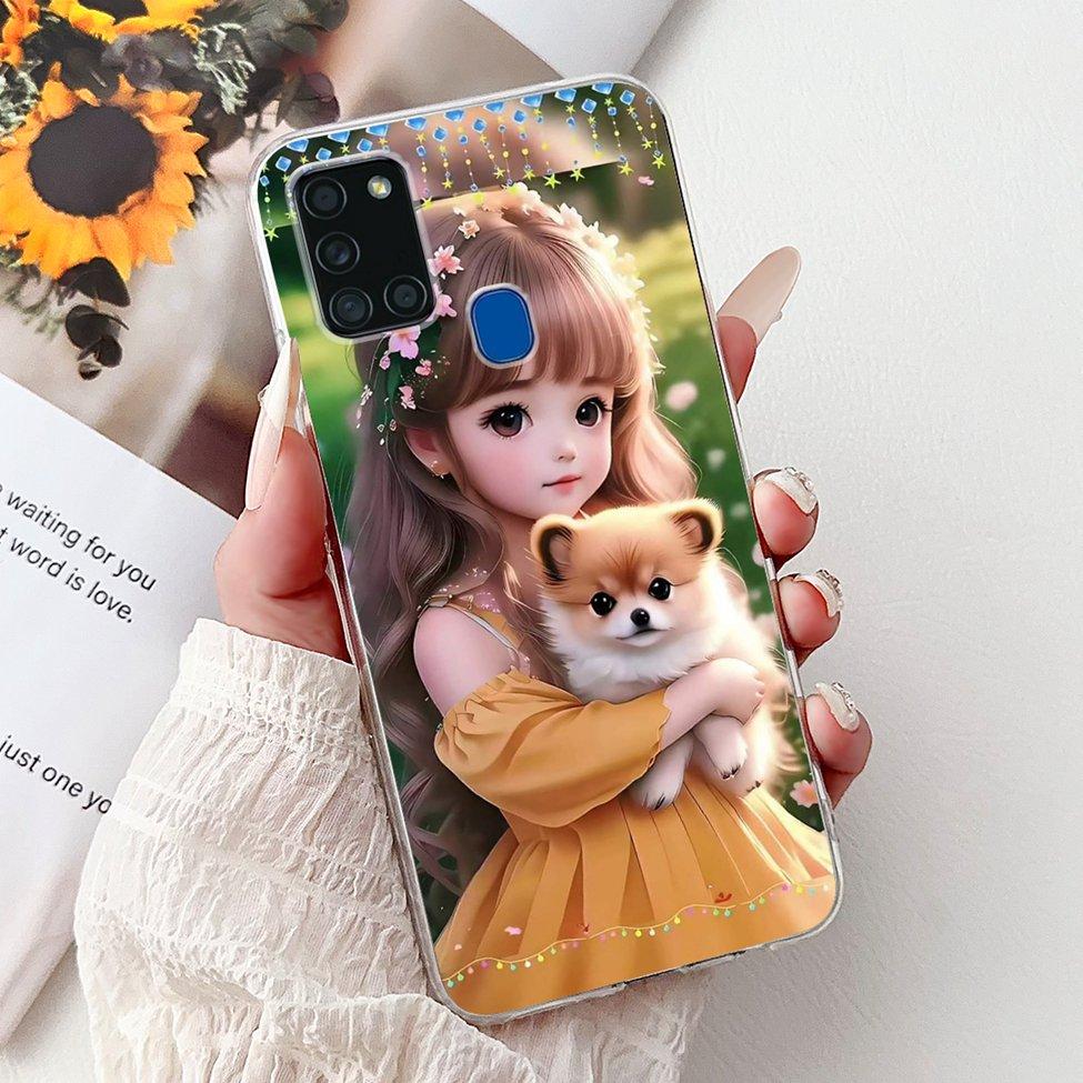 Clear For Samsung A21s SM-A217F SM-A217M Cover For Samsung Galaxy A21s Case Cute Luxury Butterfly Love Flowers Cool Painted