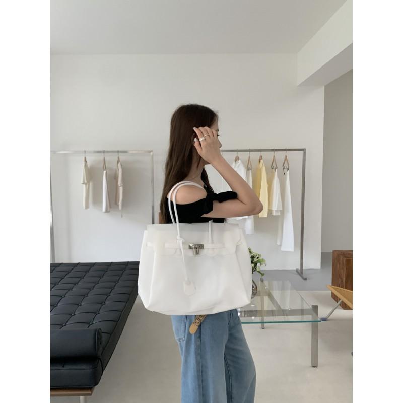 Borsa Tote in PVC Trasparente tipo Gelatina con Chiusura Borsa a Spalla Grande Capacità per Uso Quotidiano