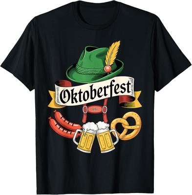 Oktoberfest Beer Pretzel Sausage Bavarian Hat Unisex Women T-Shirt Fashion Casual Cotton Graphic T Shirts Streetwear Tops Tee