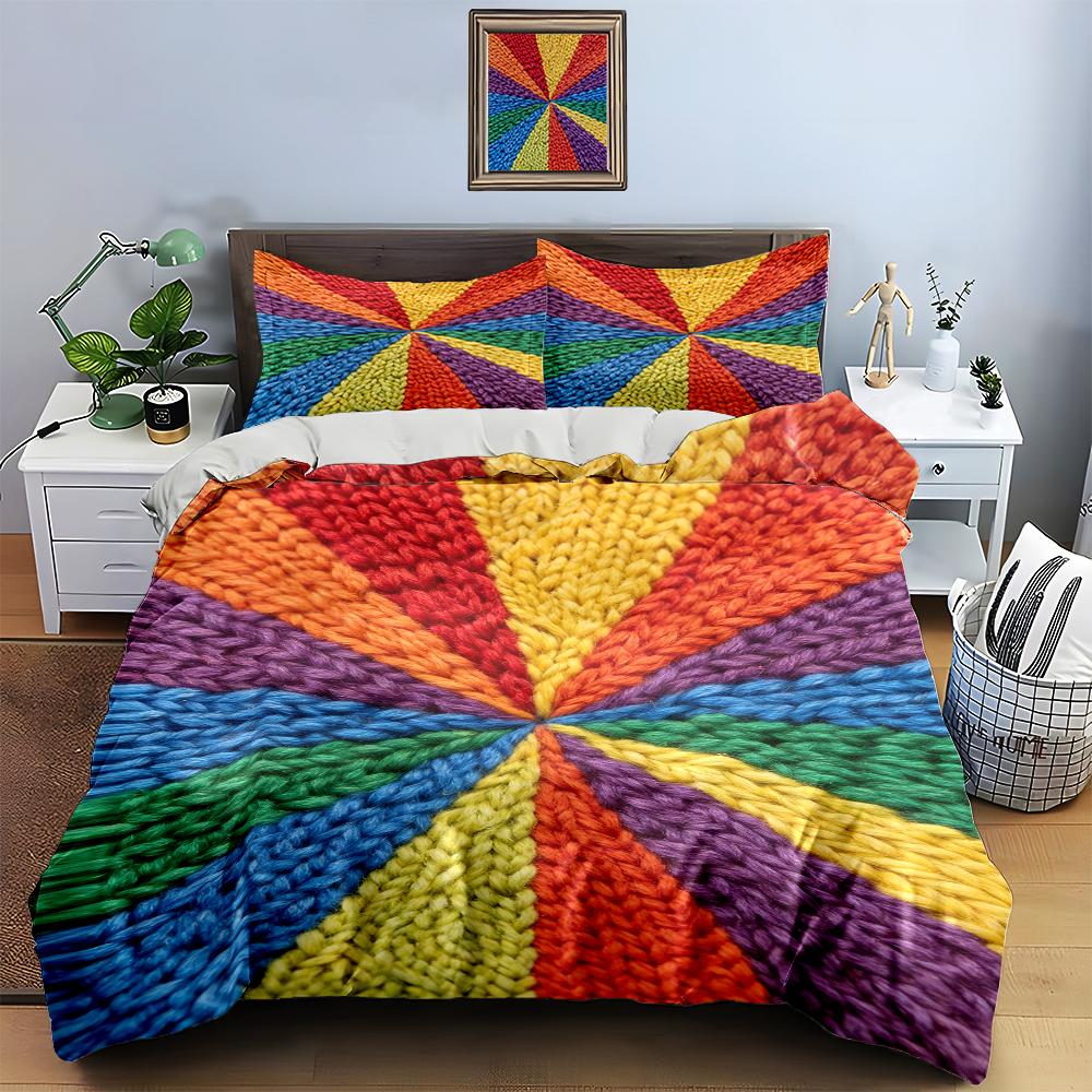Vibrant, Textured, Radial. Bedding Duvet Cover Sets Duvet Covers Pillowcases Gifts (1 * Duvet Cover 2 * Pillowcases, Without Duvet Insert)