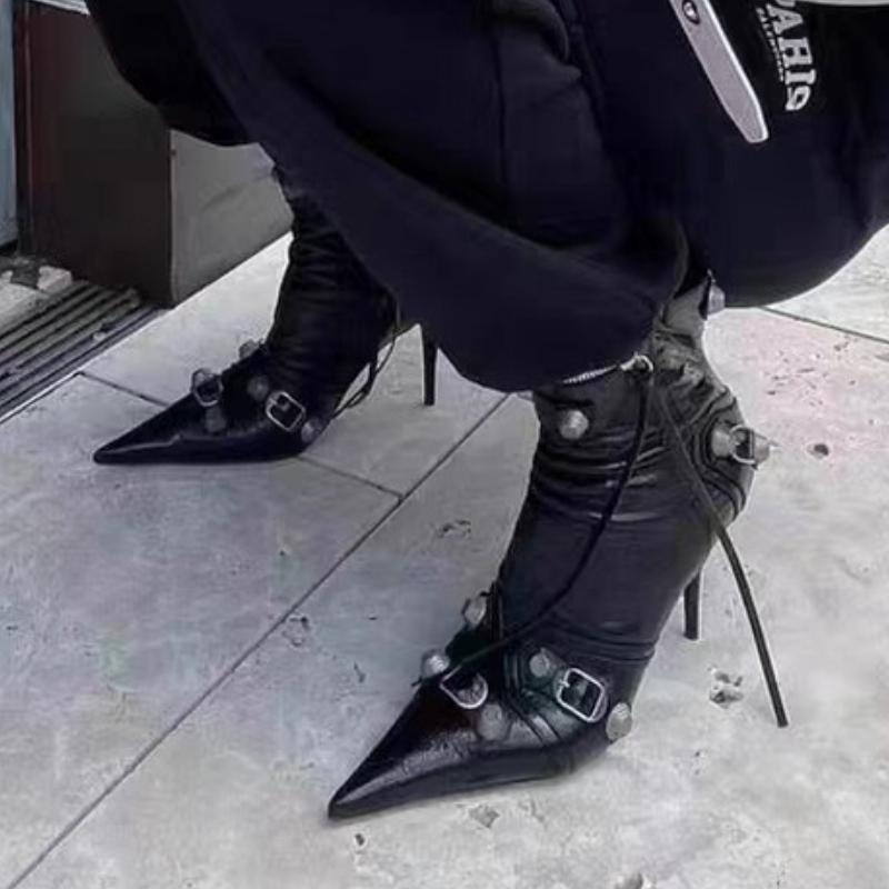 Modne seksowne wysokie obcasy, botki damskie, szpiczaste noski, buty na obcasie, projektant 2025, zima, nowe, imprezowe, Chelsea Goth, modne buty, czółenka, botki