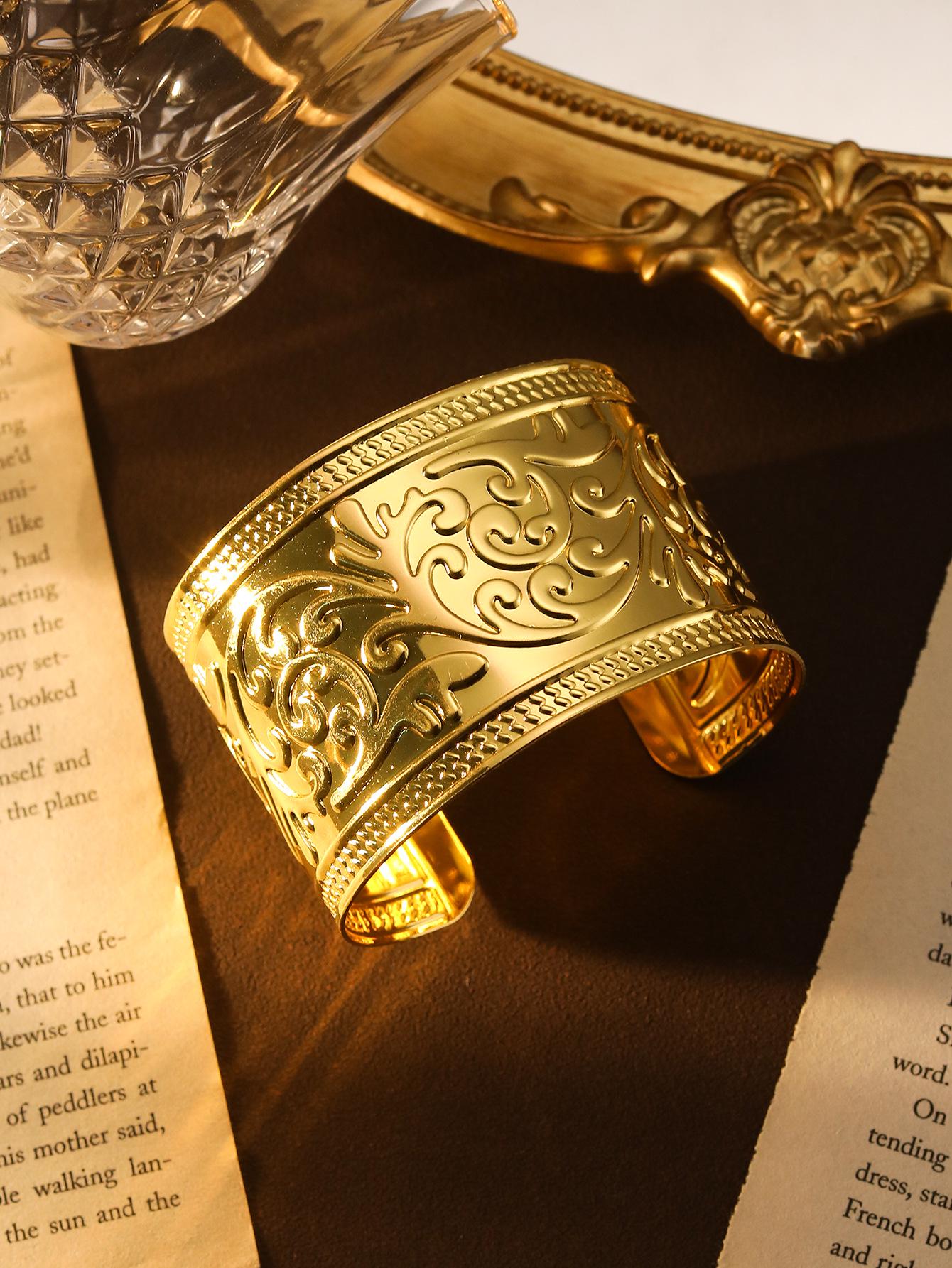 

Богемский Этнический Тибетский Золотой Открытый Браслет-Манжета - Трендовые, Модные, Крутые Украшения