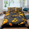 Excavator Duvet Cover Set Microfiber Tractor Truck Comforter Cover Twin Construction Vehicle Cartoon Bedding Set For Boys Teens
