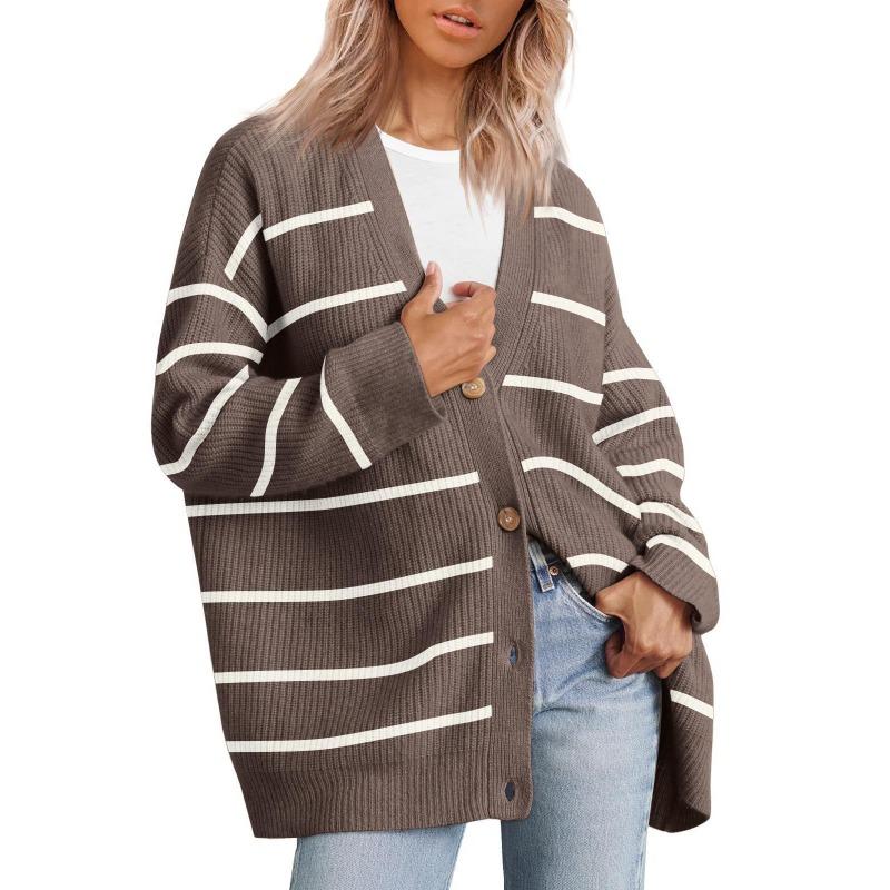 Style Simple and Versatile Knitted Women's Button Solid Color Sweater for Women