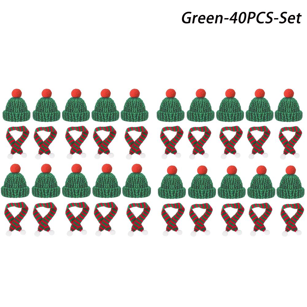 Mini Christmas Hat Mini Scarf Red Green Christmas Color Hanging Finger Hat Lollipop Bottle DIY Christmas Party Decoration