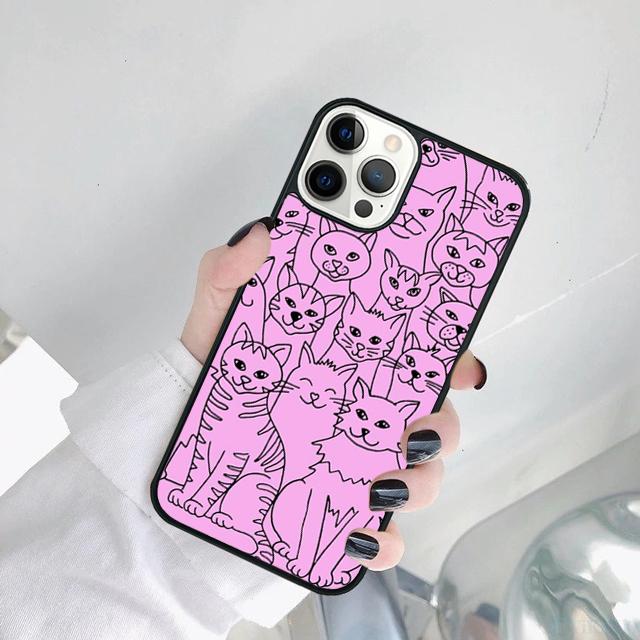 Minimalist line Cat Phone Case Cover For iPhone 17 Air 15 Pro MAX 16 Plus 14 12 11 13 coque