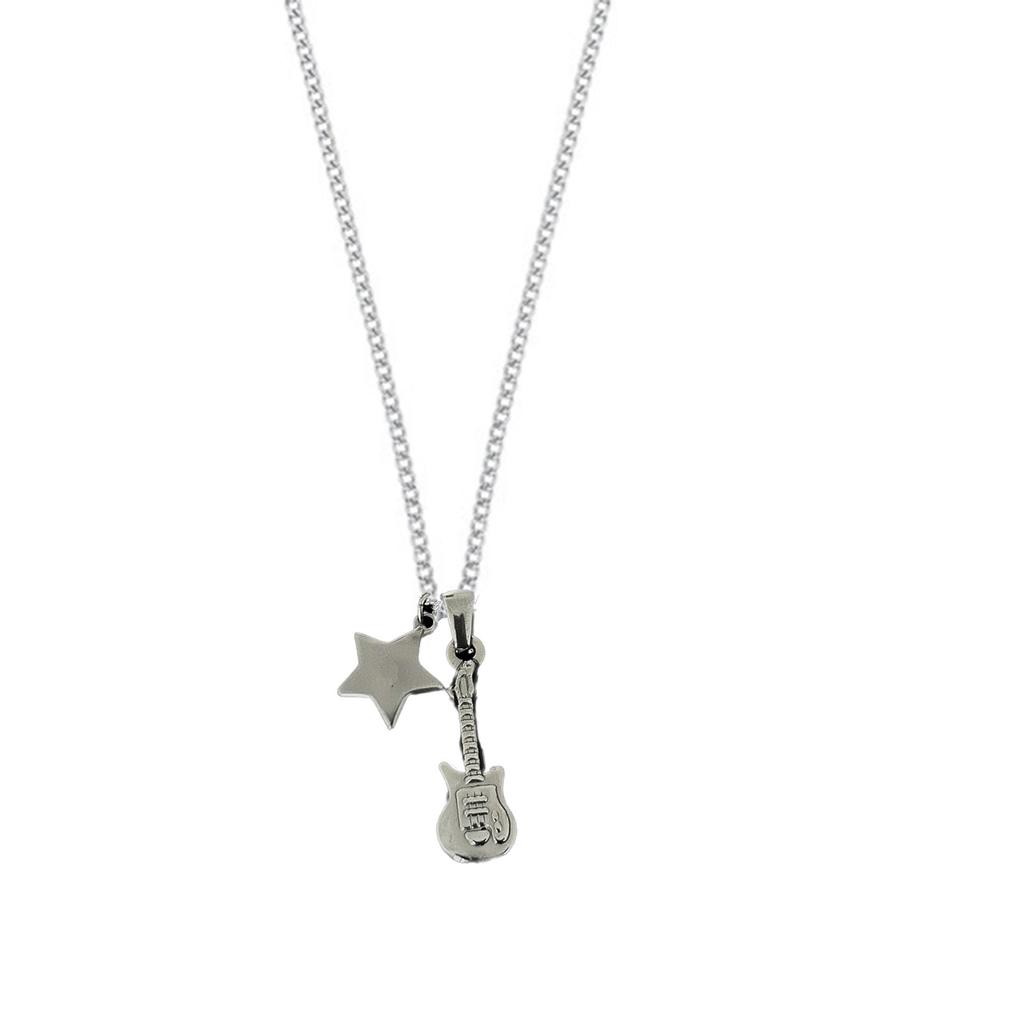 Wisiorek Gwiazda Gitary Łańcuszek Obojczykowy Muzyka Inspiruje Naszyjnik Kobiety Metalowy Naszyjnik Regulowana Długość Łańcuszek Obojczykowy