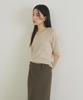 Lingseoul Merino Wool V-Neck Half Knit Top-Oatmeal