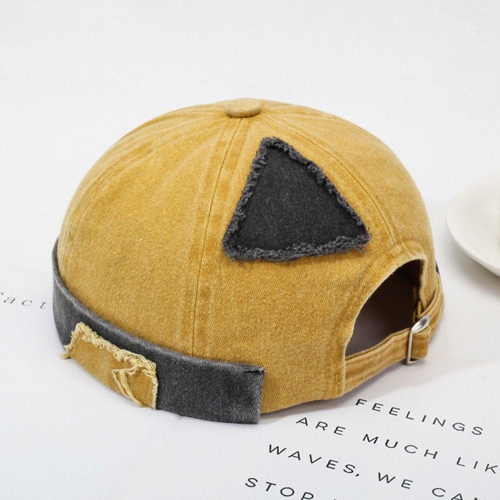 New Retro Brimless Hat Vintage Rolled Cuff Beanie Hat Adjustable Docker Cap Summer Spring