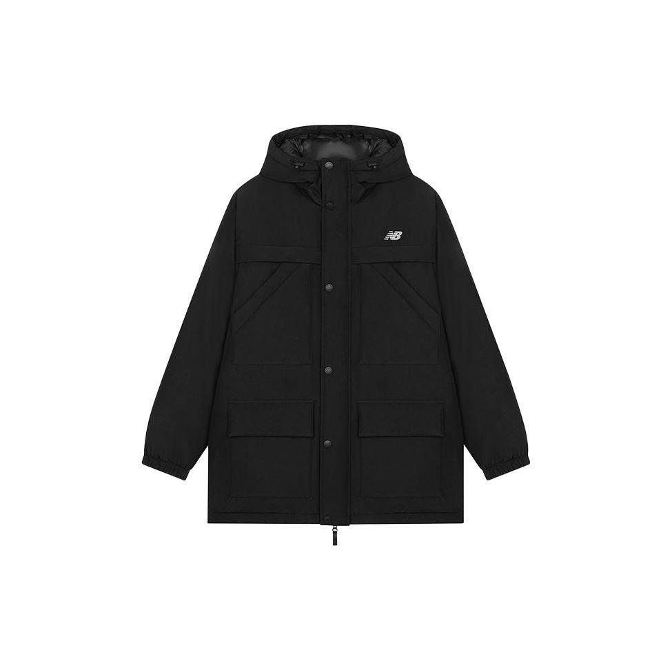 

Теплый пуховик с капюшоном New Balance с однотонным логотипом, мужская верхняя одежда, черный AMJ33320-BK