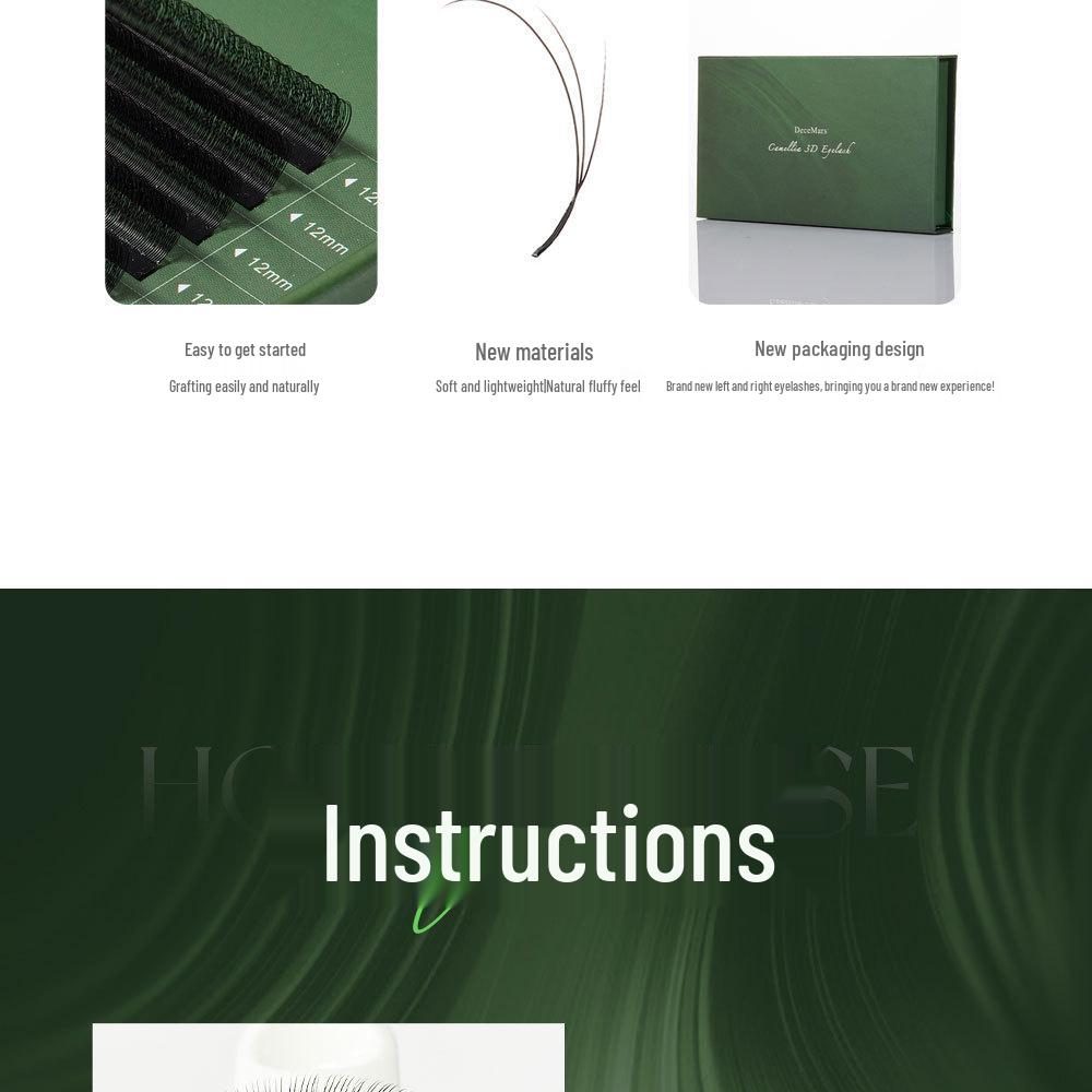 DeceMars Slanted Three-Leaf Clover Fox-Eye Eyelash Extensions - Seamless, Rootless Blooming for Salon-Quality Grafting.