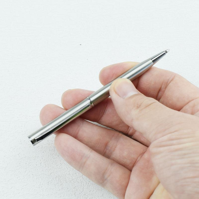 Mini-Metall-Kugelschreiber mit Drehmechanismus - Taschenformat 0,7 mm Feine Schwarze Tinte Edelstahl-Kugelschreiber Büro Schulbedarf
