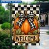 2D Flat - 2D Flat Printing Garden Flag 1pc, Welcome Autumn Pumpkin Decor Single Sided Printing Garden Flag, Polyester, Holiday Yard Banner, for Outdoo