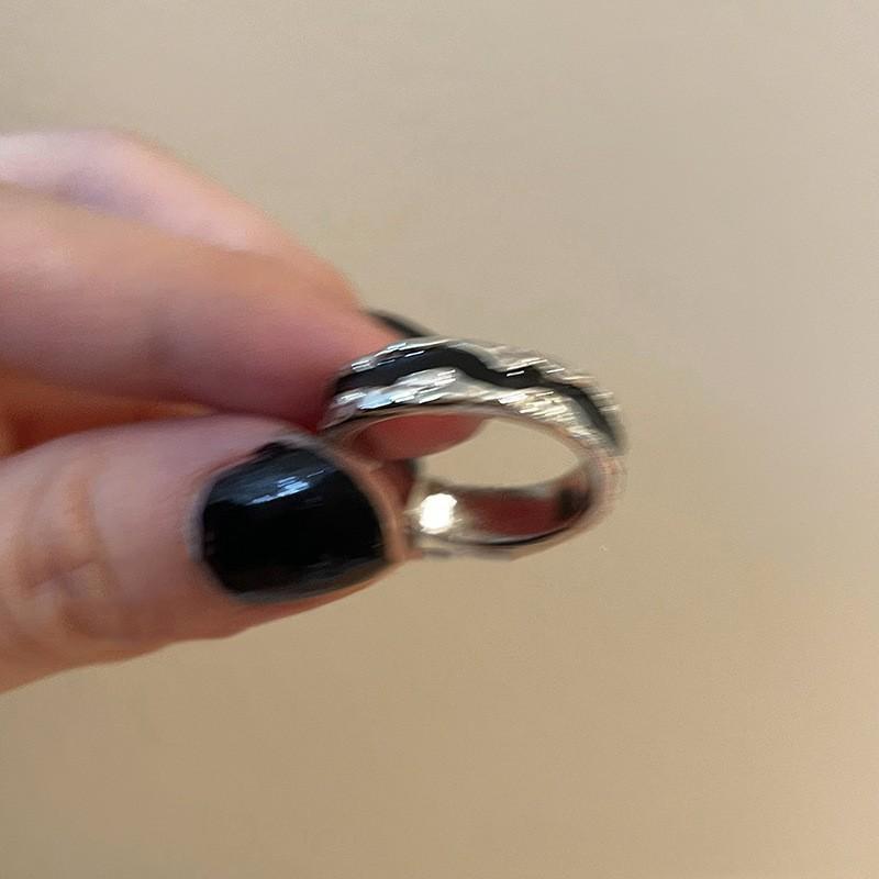 Zircon Black Sophisticated Ring For Women Unique Adjustable Style Geometric