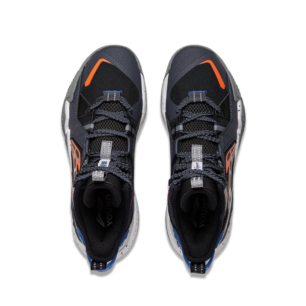 Li Ning Kids Basketball Series Comfortable Non-Slip Wear-Resistant Rebound Support Mid-Top Basketball Shoes Kids Basketball Shoes Black YKBU090-1