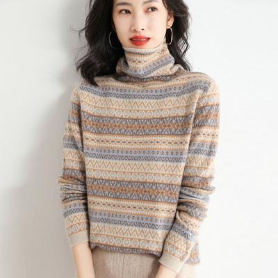 Winter Neue Rollkragen Langarm Mode Pullover Frauen High Street Casual Lose Druck Pullover Elegante Alle-spiel Warme Tops