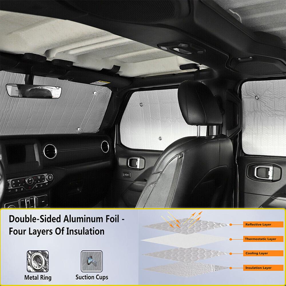 Sunshade Full Set Side Window Front Windshield Cover Anti-UV Insulation for Jeep Wrangler JL 2025-2026 4-door Car Accessories