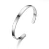 Adjustable C-Shaped Stainless Steel Bracelet with Engraved Text Logo and 6mm Opening for Women