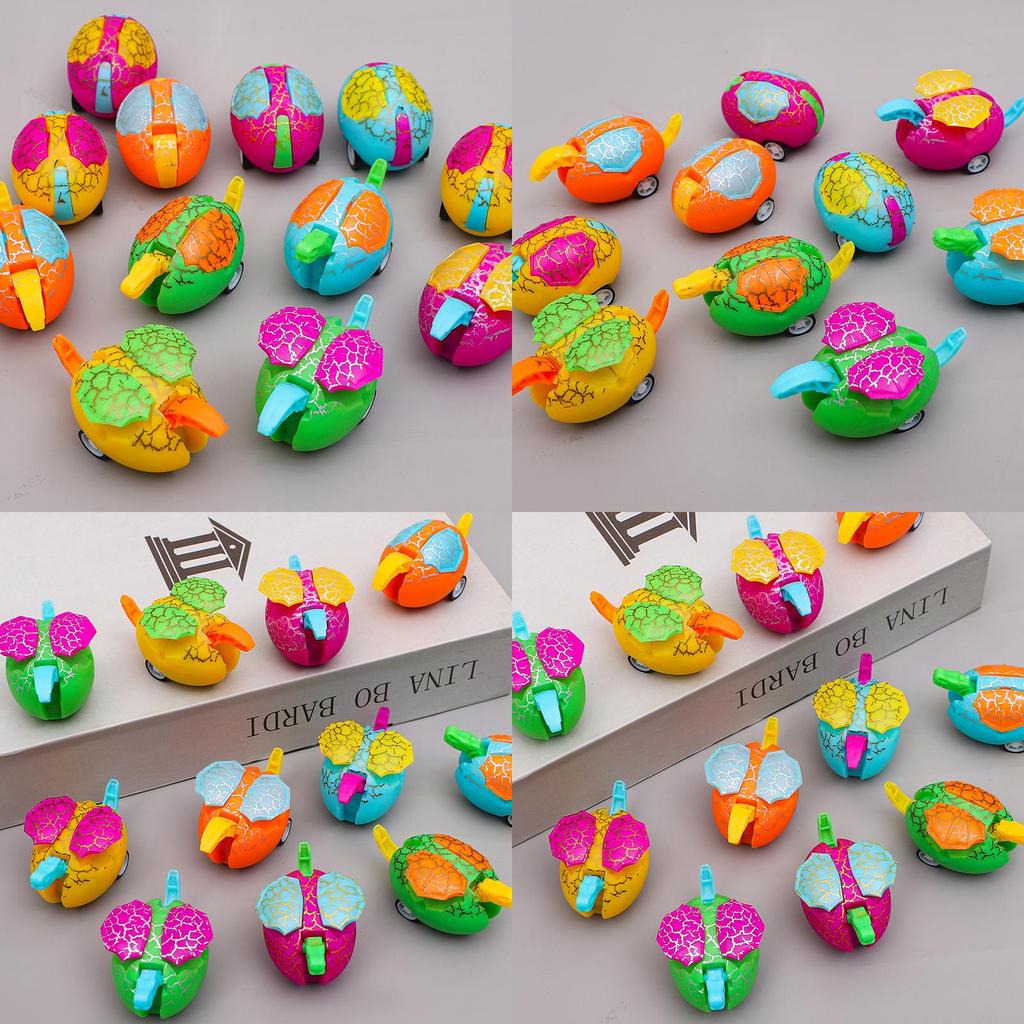Colorful Mini Inertial Egg Shaped Dinosaur Model Children Toy Car Play For
