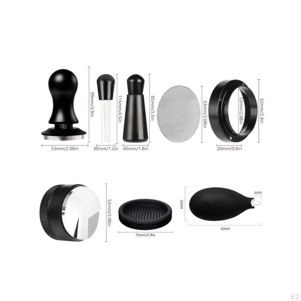 Coffee Grounds Bed Prep Set Complete Espresso Kit with Pressing Mat Matte Dark Finish for Home