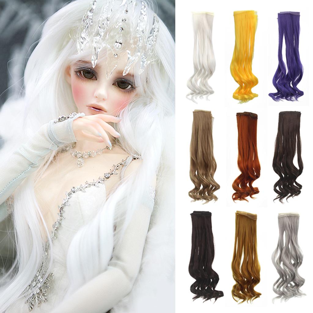 Fashion 25cm DIY Doll Wigs Long Curly Wavy High Temperature Wire Handmade Fluorescence Green