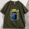 Sternenblaue Box Gedruckte T-Shirts Herren Damen Lustige Van Gogh Grafik T-Shirts Freizeit Baumwolle Kurzarm Rundhals T-Shirts