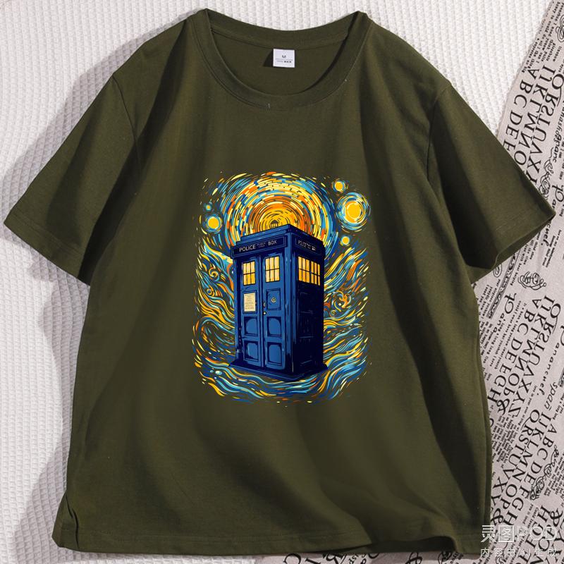 Sternenblaue Box Gedruckte T-Shirts Herren Damen Lustige Van Gogh Grafik T-Shirts Freizeit Baumwolle Kurzarm Rundhals T-Shirts