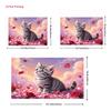 2D Dreamy Cat Tapestry, Adorable Kitten Surrounded by Red Roses and Sparkles Wall Decor