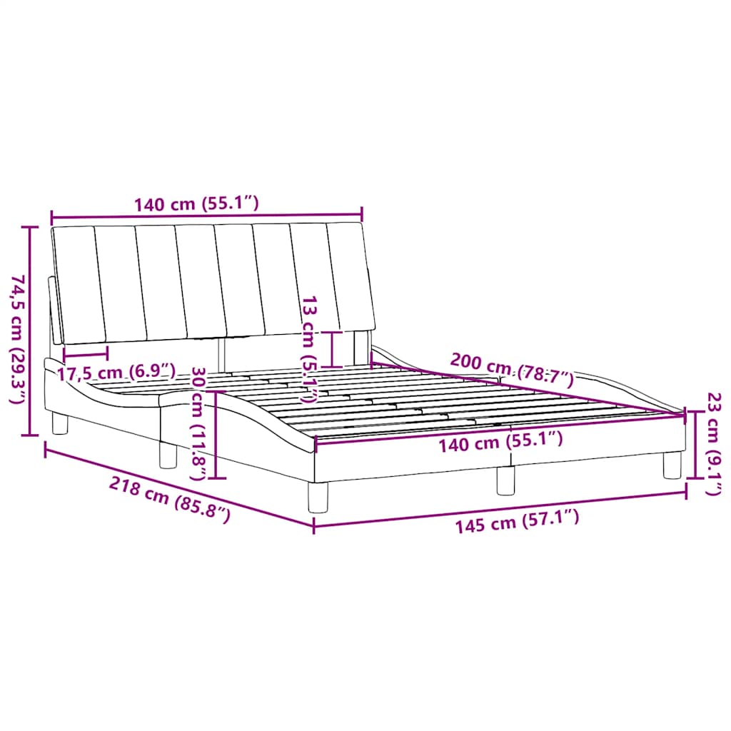 Bed Frame without Mattress Hanko Dark Grey 140x200 cm Fabric