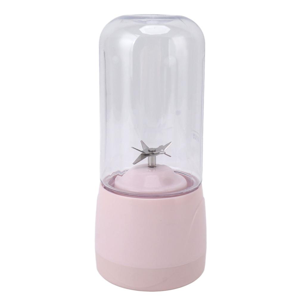 Portable Blender USB Rechargeable 6 Blades Mini Juicer Cup Fruit Squeezer for Travel Sports Kitchen 410ml Pink