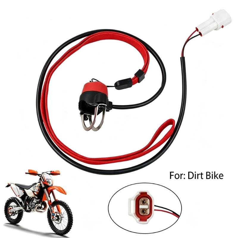 Trail Motorcycle Emergency Stop Control Assembly with Tether Cord and Lead-Wire Coupler for Mini Bike Repair Part