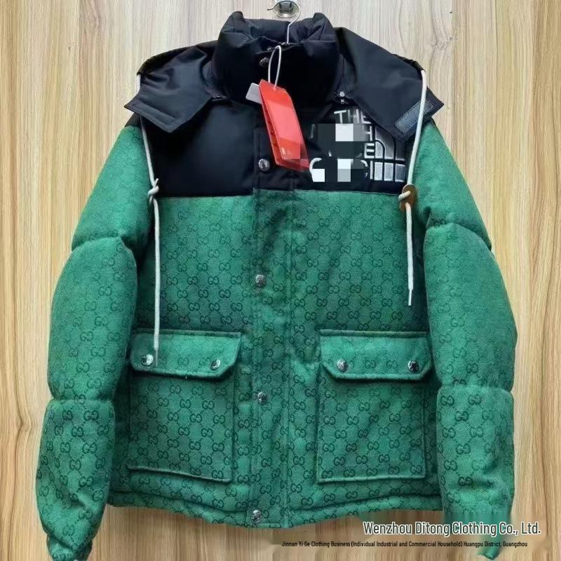 

Cross2025 Unisex Winter Down Jacket - High Version Hooded, Versatile, Thick, and Warm 4XL зелений/чорний