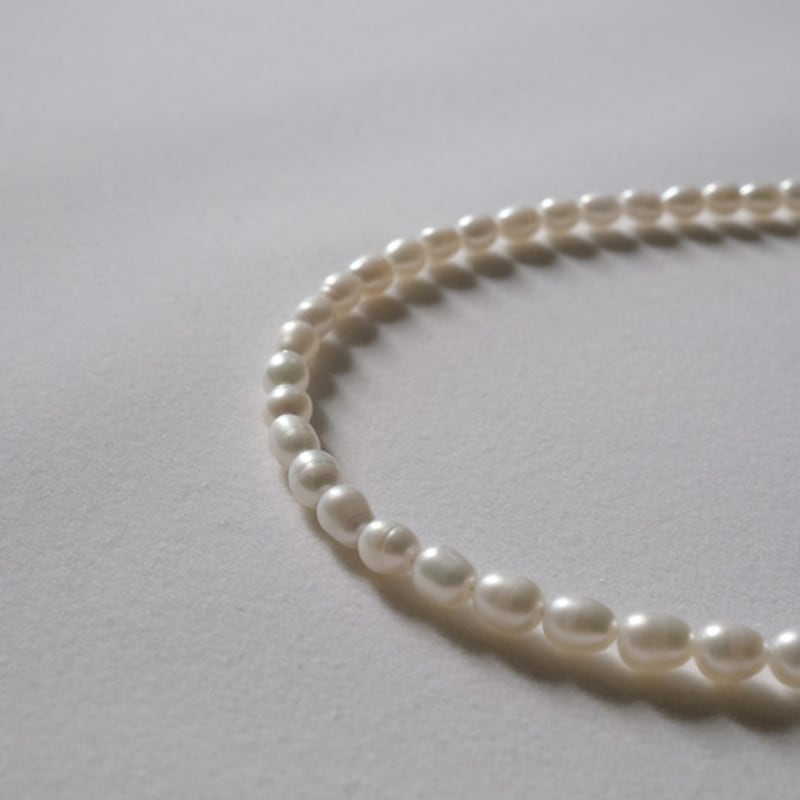 Modernlike 14k GF Silver Oval Freshwater Pearl Necklace 5mm