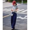 Women's Literary Style Color-Block Letter T-Shirt