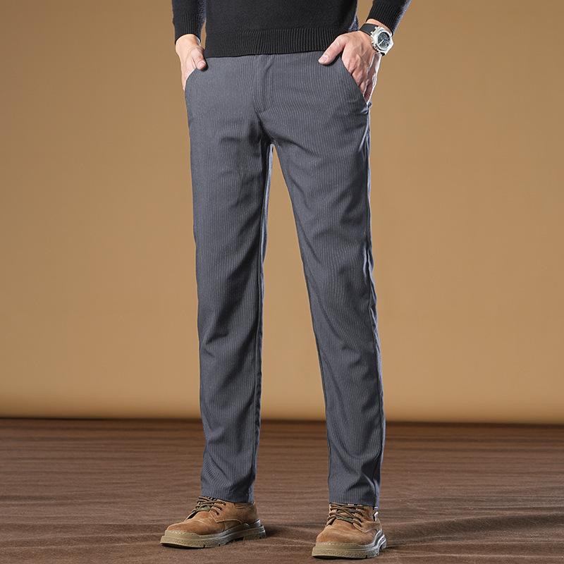 A pair of high-end casual pants for men's versatile slim-fitting straight autumn and winter thick business suit long pants