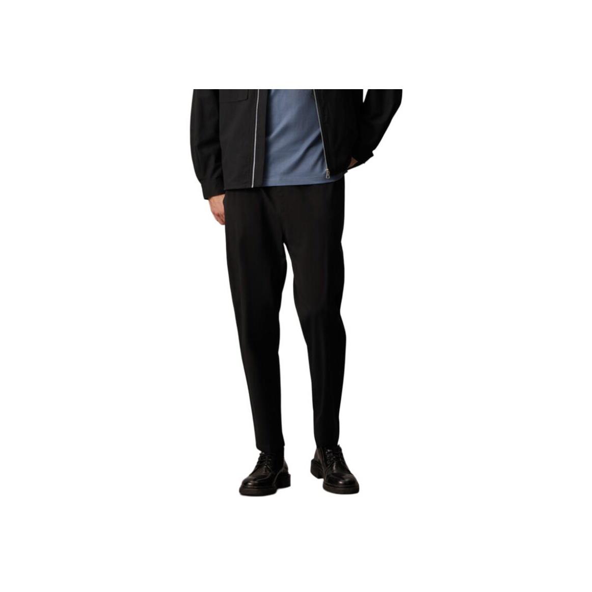 Calvin Klein Minimalist Comfortable Versatile Slim Fit Drawstring Twill Casual Pants Men bottoms Black J326962-BEH M