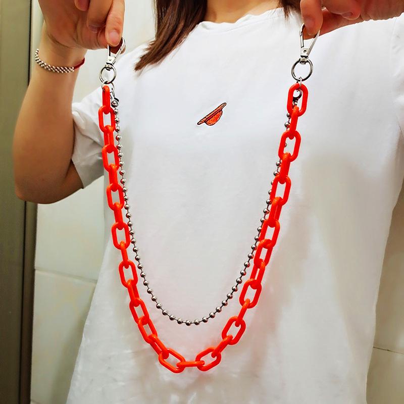 European & American Hip-Hop Style Double-Layer Fluorescent Acrylic Waist Chain with Pendant