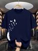 Unisexs 100 Pure Cotton Summer Casual Loose Fashion Bird Creative Pattern Printed Round Neck TShirt Versatile Top