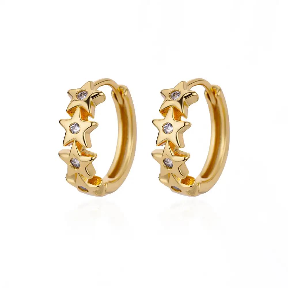 Stainless Steel Star Hoop Earings For Women Trend New In Luxury Gold Earrings Ear Jewelry Gift pendientes mujer