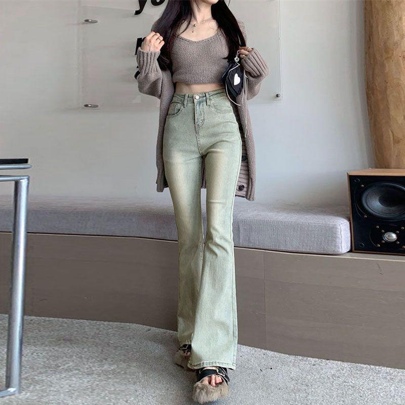 Women s High Waist Elastic Flare Jeans - Slimming Petite Fit for Spring/Autumn Large