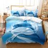 Dolphin Turtle Bedding Set Print Quilt Cover 3 Pieces Duvet Cover Sea Animals Scenery Comforter Set Kids Boys Duvet Cover Set