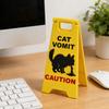 Cat Vomit Caution Sign Humorous Cat Puke Warning Sign Novelty Gag Gifts for Pet Lovers Home Desk Decor