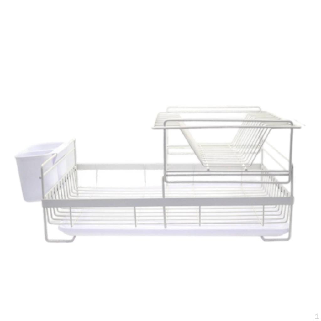 Dish Drain Rack with Tray SpaceSaving Compact Kitchenware for Apartment